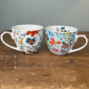 Bluebird and Willow Floral Ceramic Mug Set of 2 Fine China Designed in England